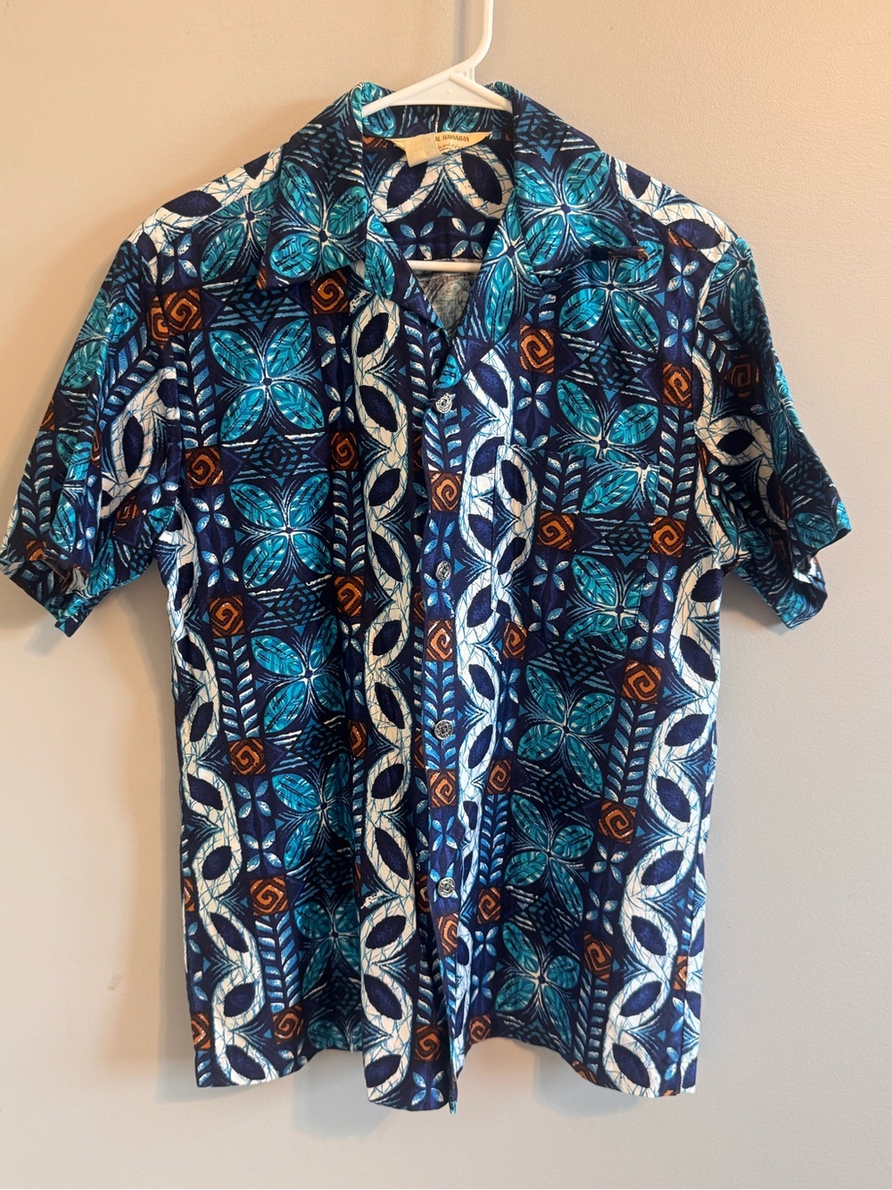 Royal Hawaiian Blue Tropical Aloha Shirt Made in Hawaii Men’s Medium